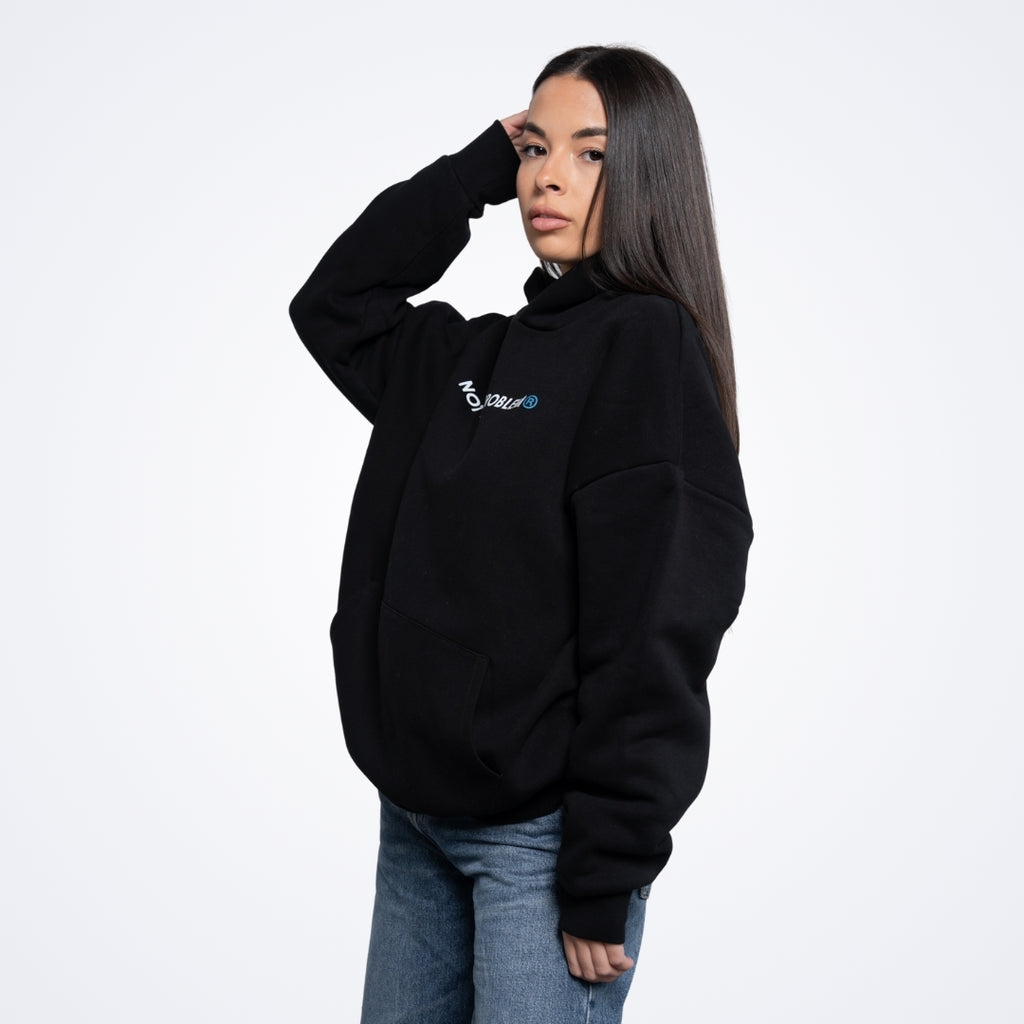 He's Just a Friend Black Oversized Hoodie