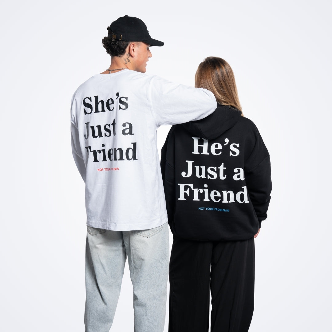 He's Just a Friend Black Tee