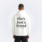 She's Just a Friend White Oversized Hoodie