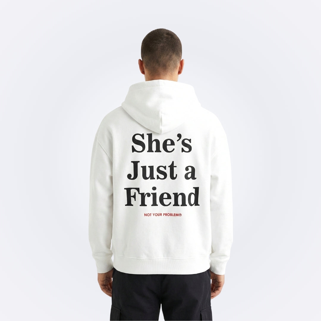 She's Just a Friend White Oversized Hoodie