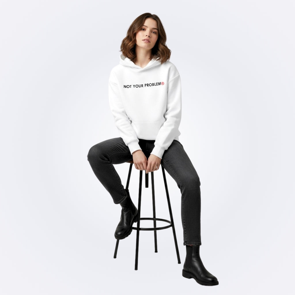 He's Just a Friend White Oversized Hoodie