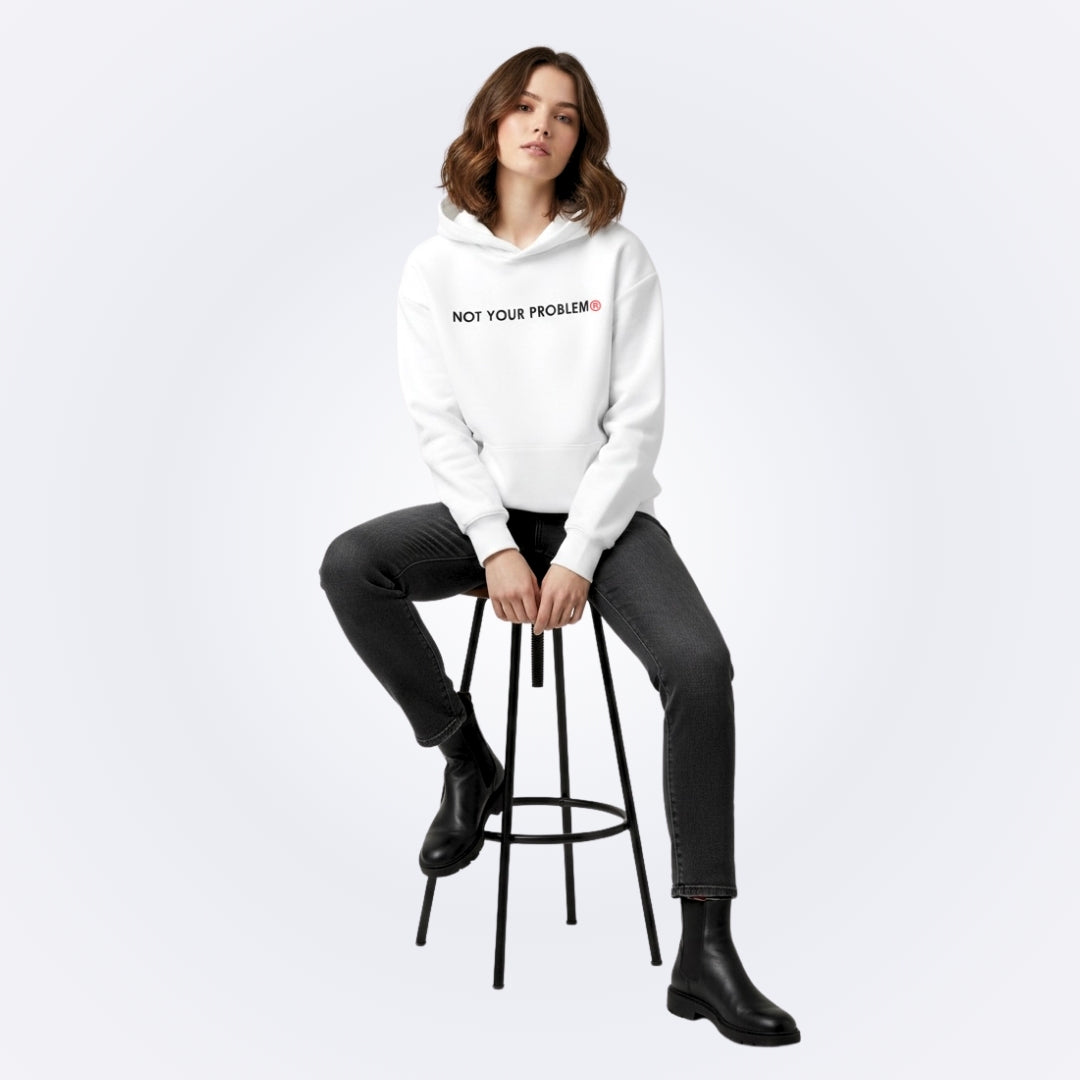 He's Just a Friend White Oversized Hoodie