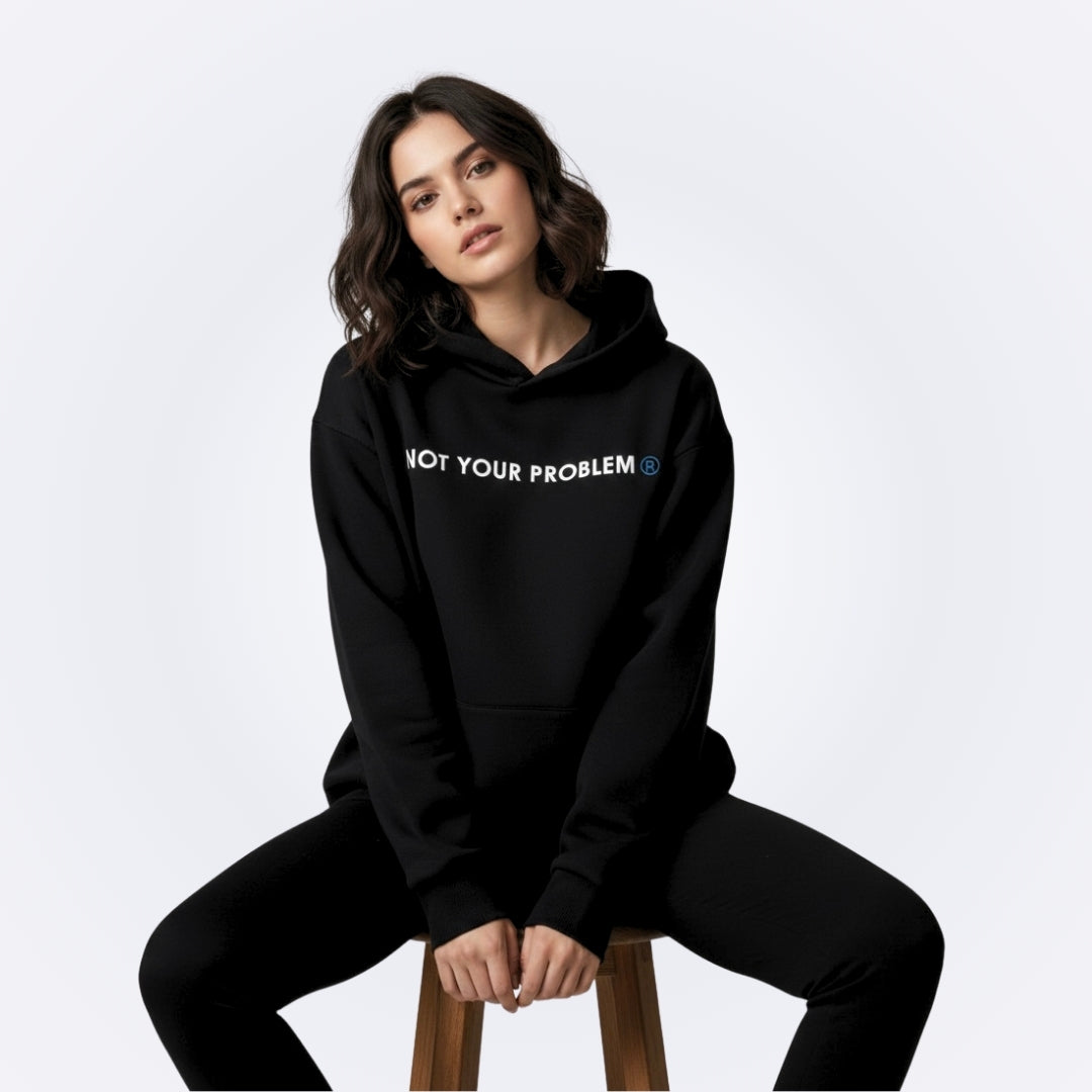 He's Just a Friend Black Oversized Hoodie