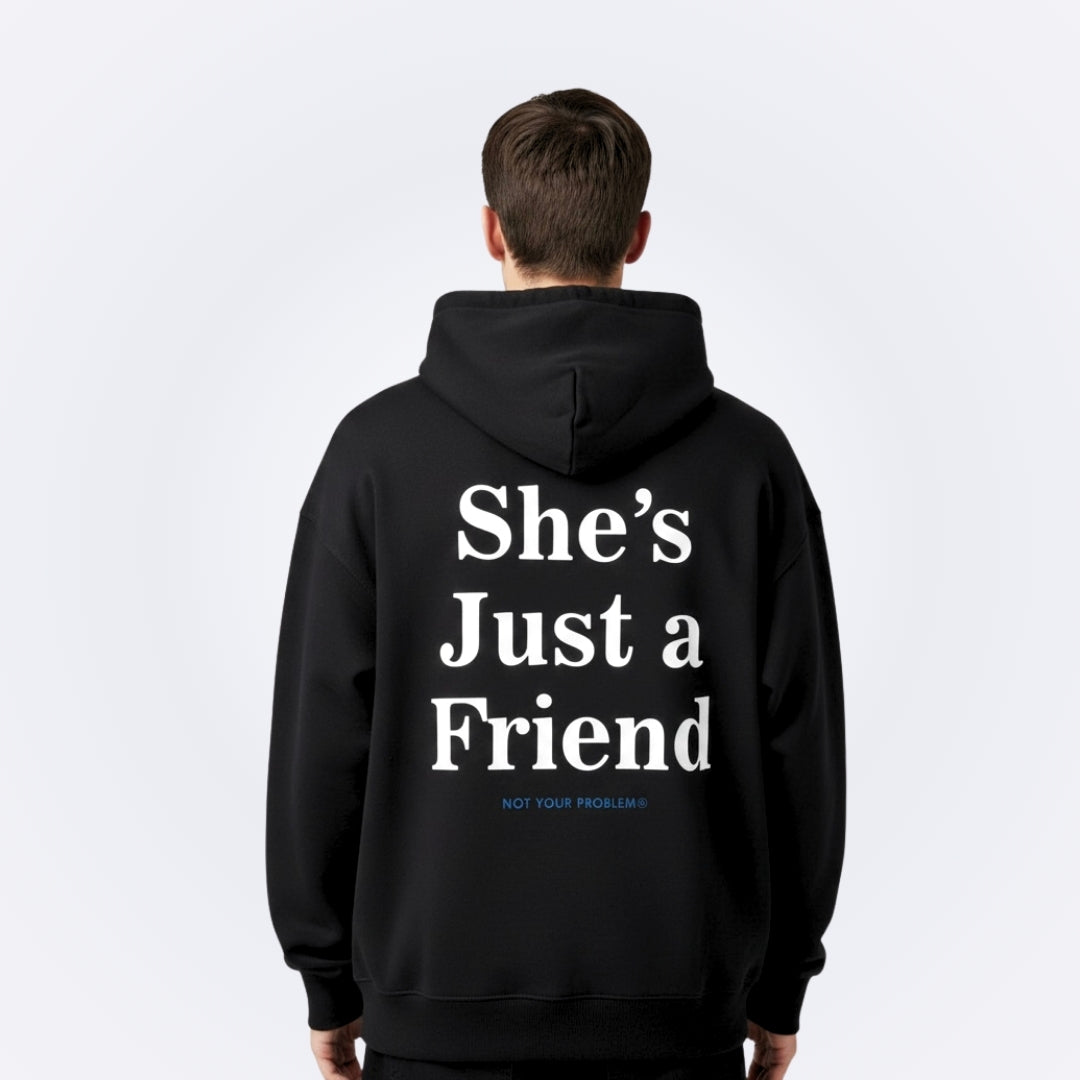 She's Just a Friend Black Oversized Hoodie