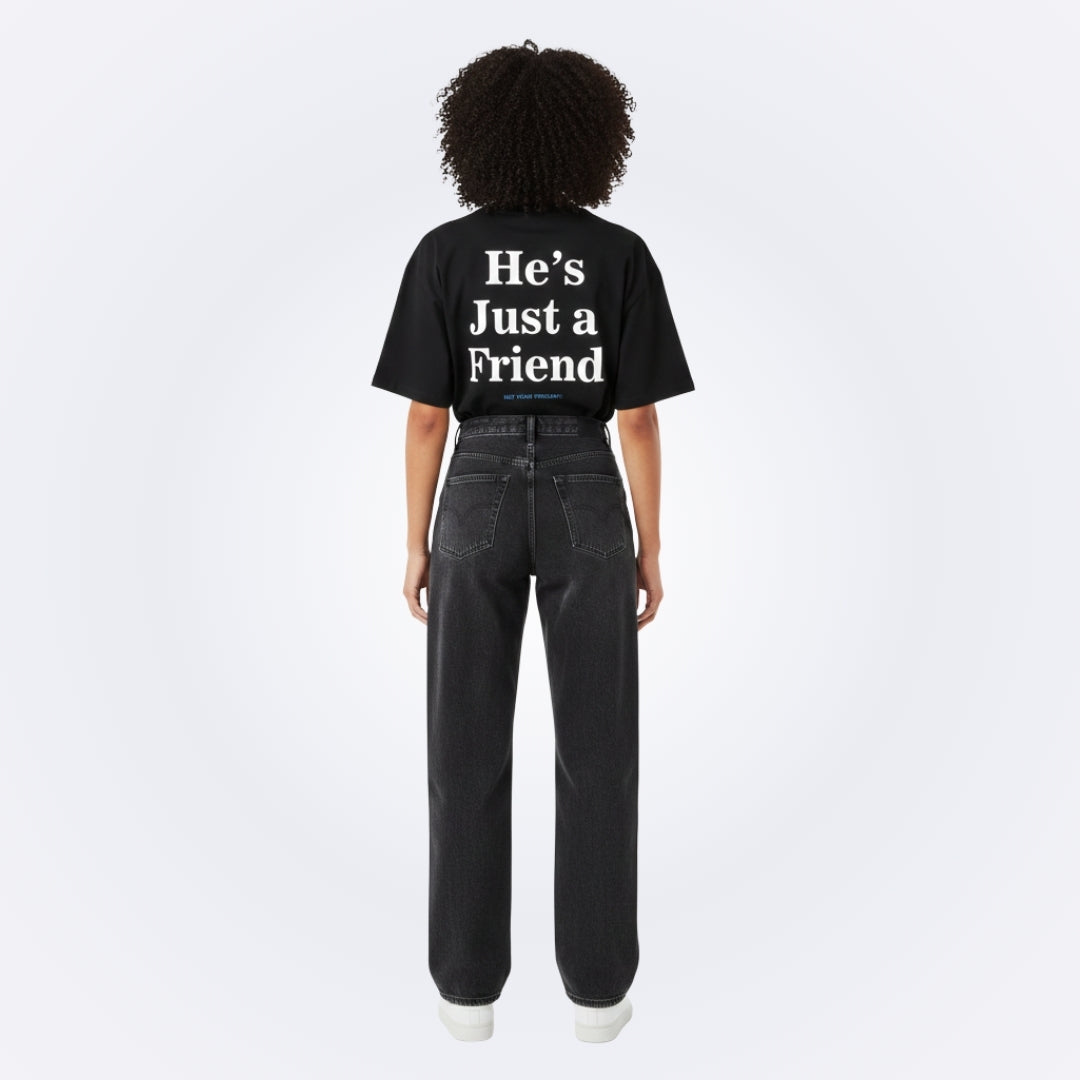 He's Just a Friend Black Tee