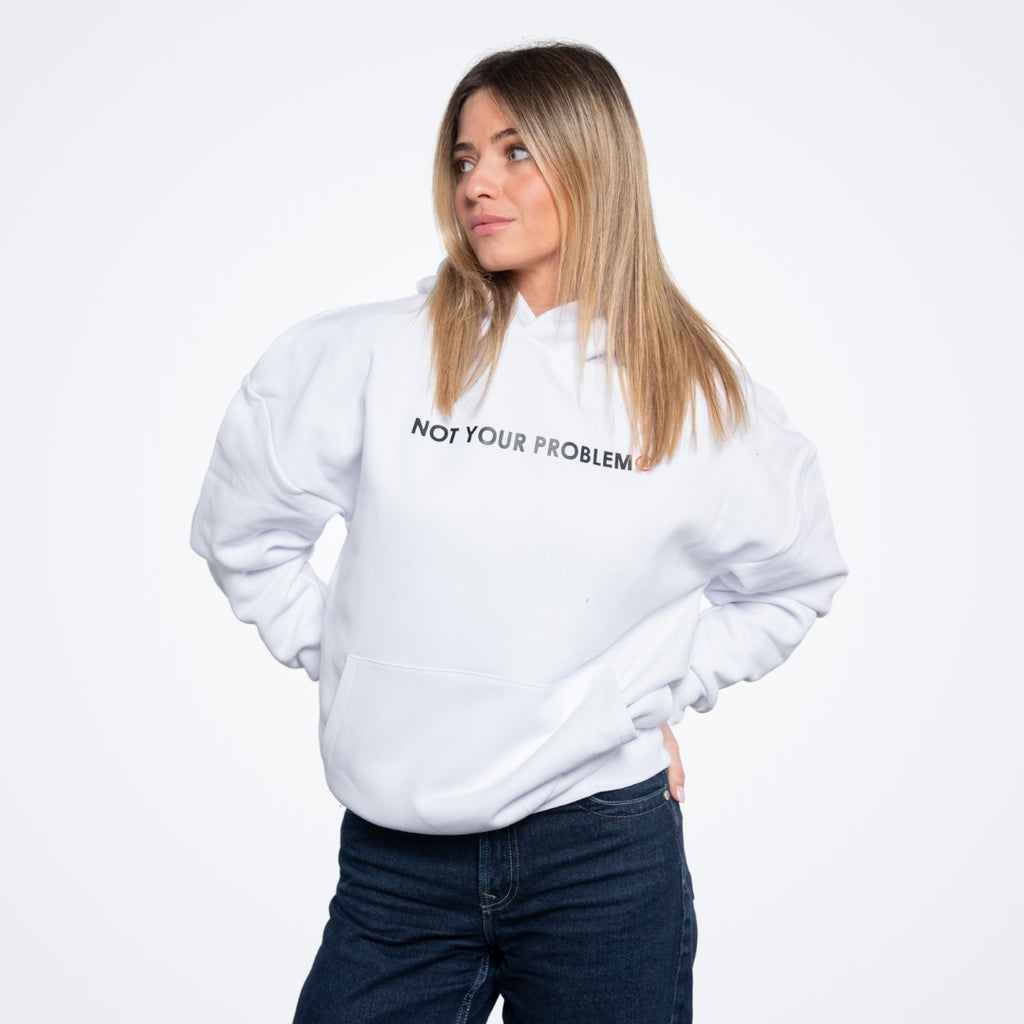 He's Just a Friend White Oversized Hoodie