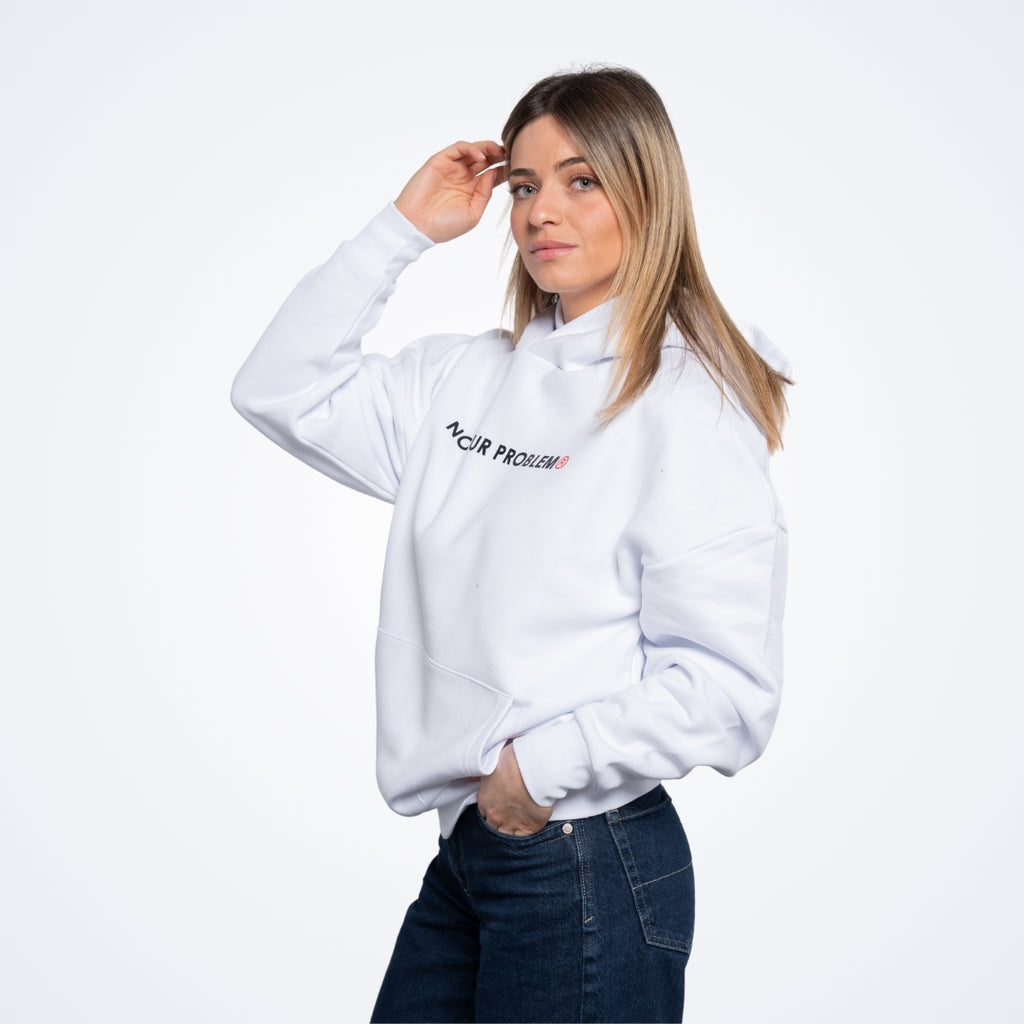 He's Just a Friend White Oversized Hoodie