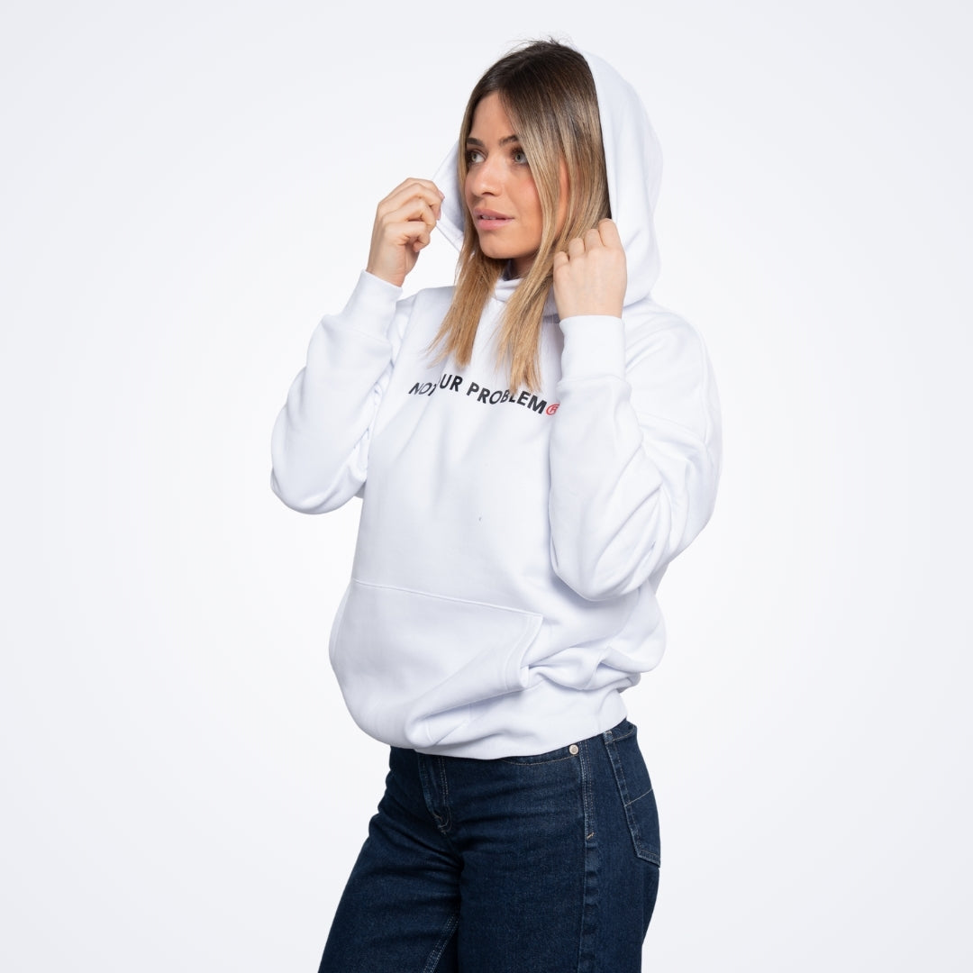 He's Just a Friend White Oversized Hoodie