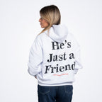 He's Just a Friend White Oversized Hoodie