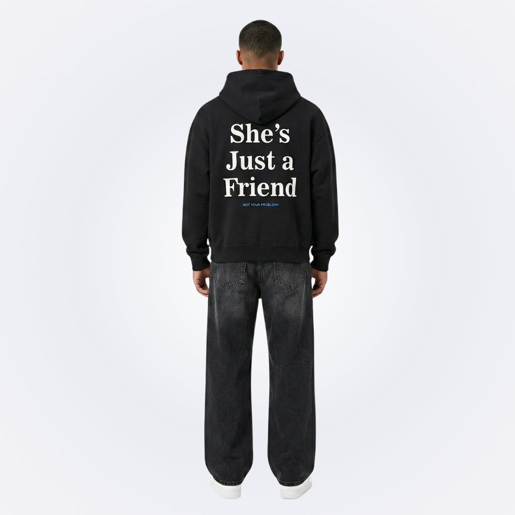 She's Just a Friend Black Oversized Hoodie
