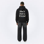She's Just a Friend Black Oversized Hoodie