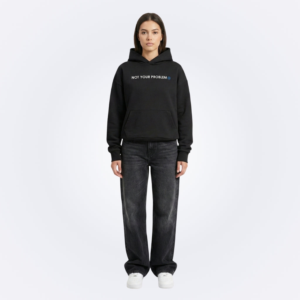 He's Just a Friend Black Oversized Hoodie