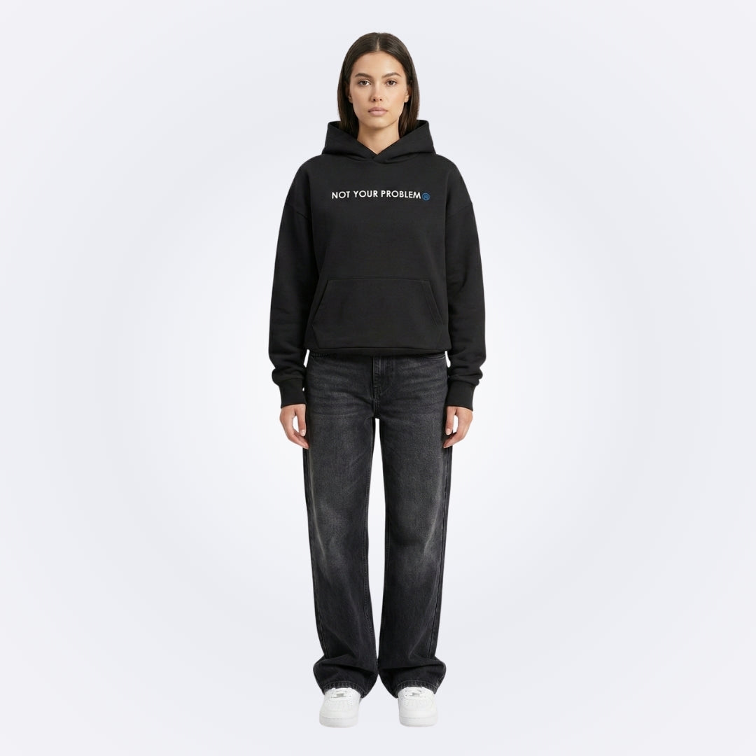 He's Just a Friend Black Oversized Hoodie