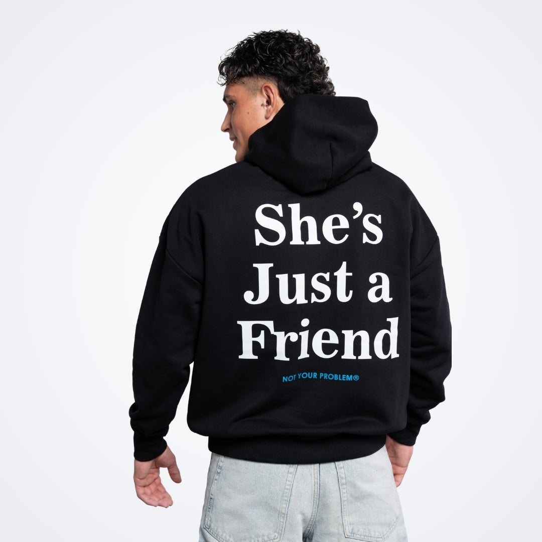 She's Just a Friend Black Oversized Hoodie