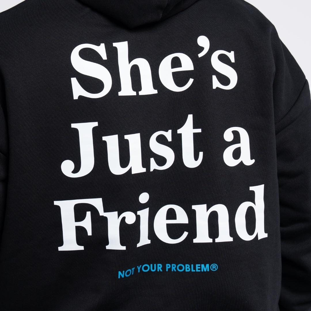She's Just a Friend Black Oversized Hoodie