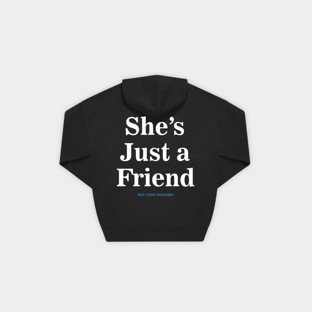 She's Just a Friend Black Oversized Hoodie