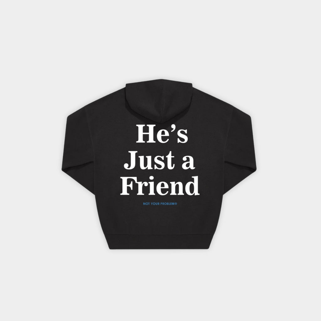He's Just a Friend Black Oversized Hoodie